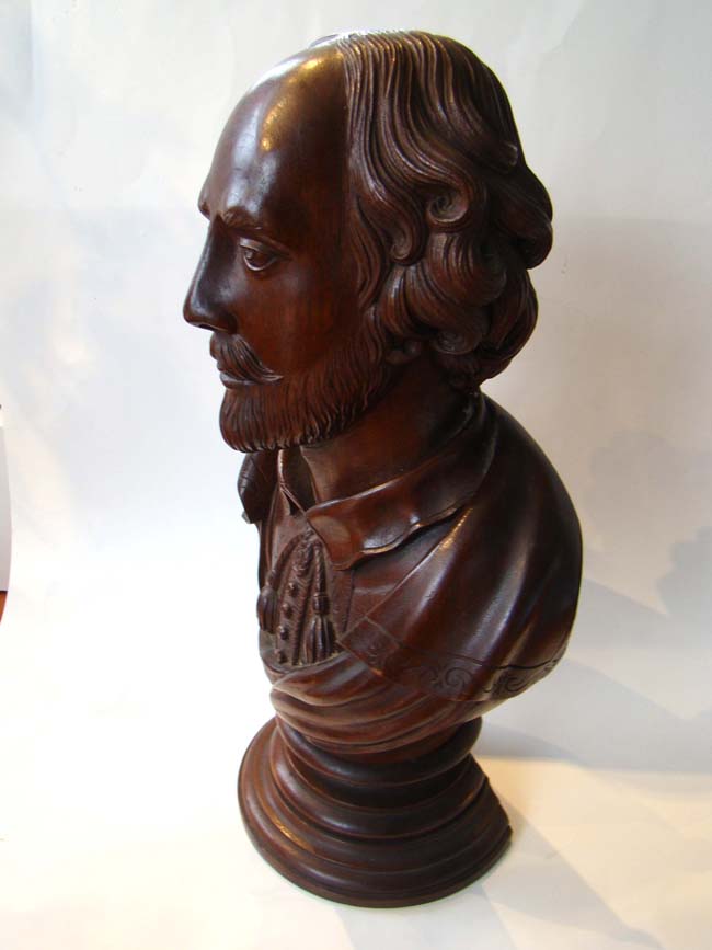 A 19th century carved bust of William Shakespeare — image 2